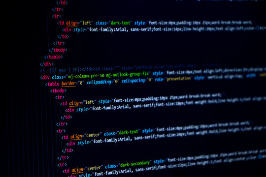 Web developer or software developer coding or programming screen. Technology abstract background of coding screen for web design, software development, data analysis, data security concept.