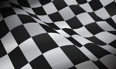Obraz premium Waving Black and White Chequered Flag Texture Background for Racing and Motorsport Concept