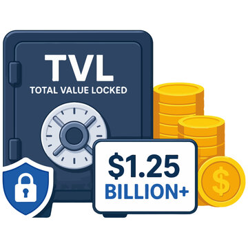 Total Value Locked Safe with Billion Dollar Coin Stack