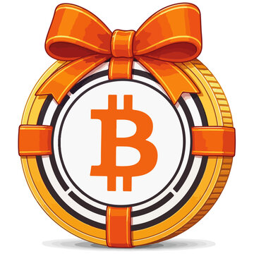 Bitcoin Gift Coin with Orange Ribbon and Bow