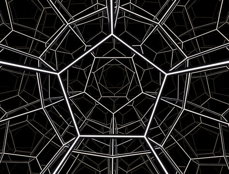 Photo of a dodecahedron infinity mirror