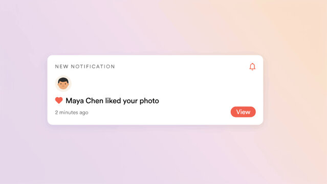 Social media comment with heart reaction and red button, social network