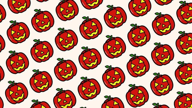 Spooky pumpkin seamless pattern looping animation