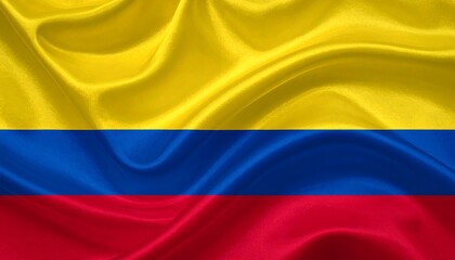 Obraz premium A vibrant flag with yellow, blue, and red horizontal stripes on wavy fabric