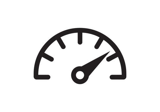 Speed Meter Performance Gauge Line Icon Vector Illustration Isolated on White Background