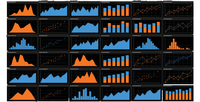 Data Visualization Charts and Graphs Icon Set