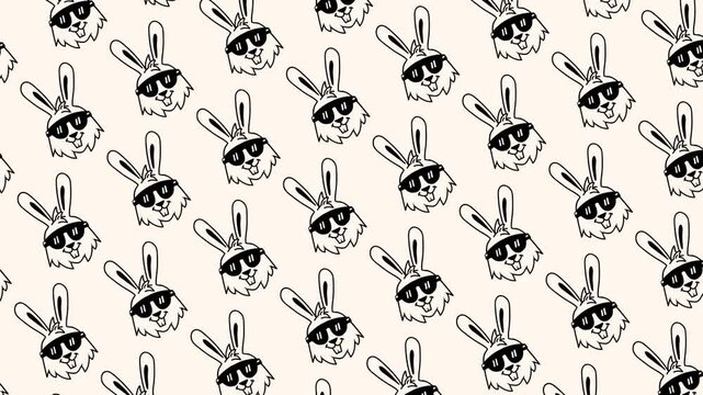 Cool rabbit seamless pattern looping animation