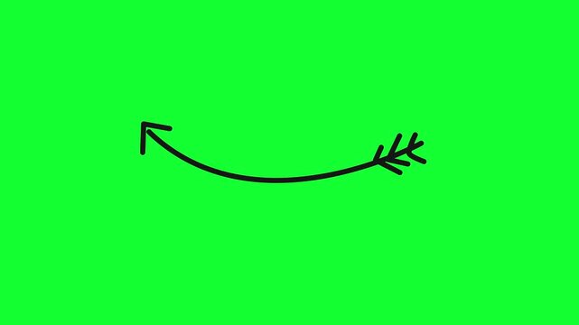 Glowing Green arrow Pointing loop Animated minimalist indicating left on a green background.