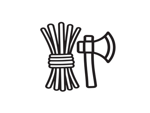 Fasces icon. Roman symbol of authority. Historical power line art vector.
