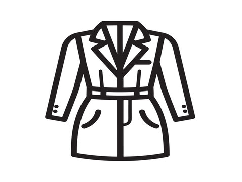 Stylish women's blazer with sharp lapels and waistband. Classic tailored jacket illustration for fashion design and apparel. Professional clothing...