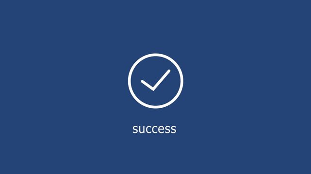 Minimalist success concept animation featuring a clean white checkmark inside a circular border with smooth pulsing motion on a deep navy blue background, for corporate presentations