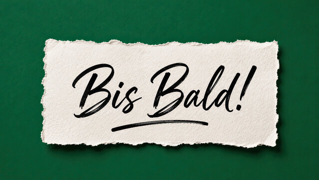 Torn paper with bis bald message on green background