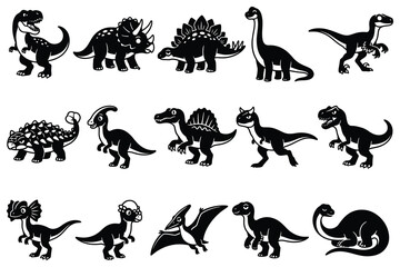 Black and white clip art dinosaurs © MDSAIL