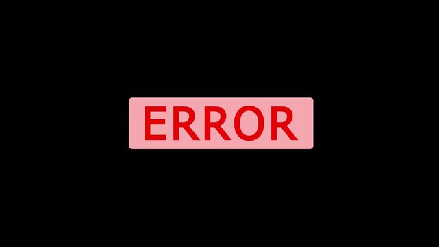 Error message on black background with red alert box warning red box