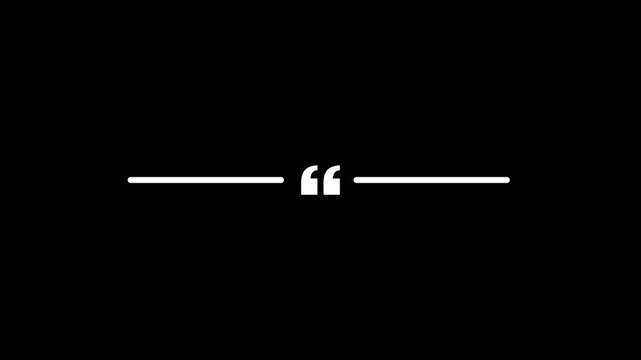 Minimalist quotation mark animation on black background, for editorial and, typography projects quote punctuation