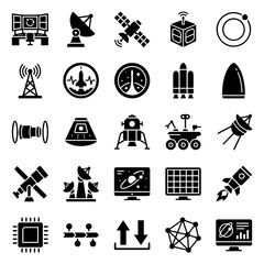 Space exploration and aerospace technology icon set with aerospace, technology © kkk
