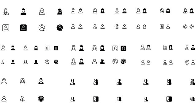 Set of user and people line and solid icons isolated on white background. vector design.