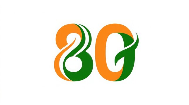 80 years of independence day of india celebrations with orange white and green numbers