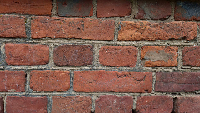 Old Red Brick Wall Texture Background with Weathered Masonry Pattern