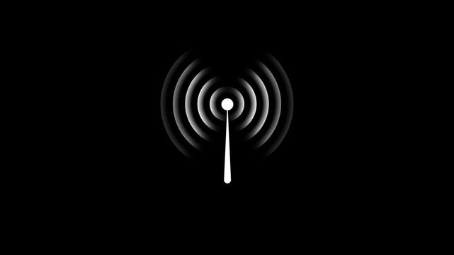 network tower produced radio wave concept on white background. radio waves royal blue color animation. Radio wave signal technology animation enhanced for digital connectivity visuals