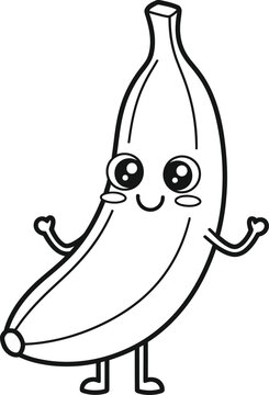 Cute blushing banana silhouette character