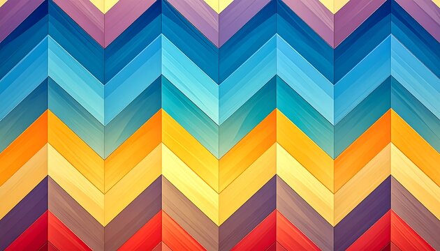 A vibrant, multicolored chevron pattern on a white background