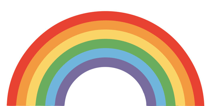 A vibrant rainbow arches across the frame, centered against a transparent checkered background. The rainbow displays a gradient of colors, starting with red on the outer edge and transitioning through