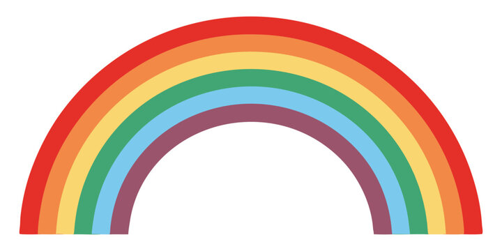 A vibrant rainbow arches across the frame, centered against a transparent checkered background. The rainbow displays a gradient of colors, starting with red on the outer edge and transitioning through