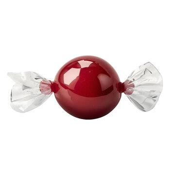 Shiny red bonbon candy. Wrapped sweet treat isolated. Confectionery food item.