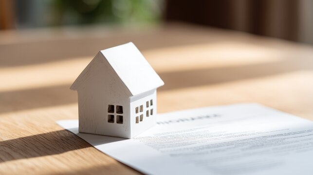 House with insurance document &ndash; concept of home protection, mortgage and real estate safety