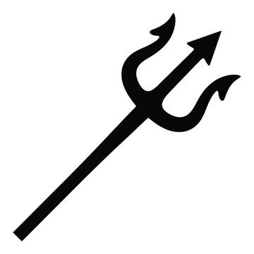 Black trident icon with sharp points on handle pointing upward
