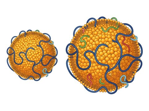 Low density lipoprotein LDL particle structure vector illustration isolated on white.