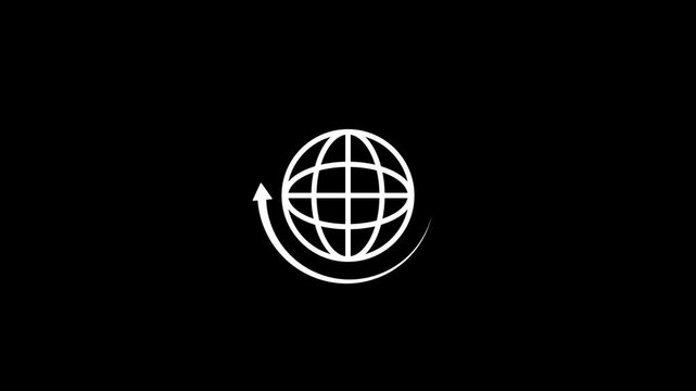 Animated globe model line icon. Earth satellite. Map of world. global spinning , Globe, planet, Earth icon animation.