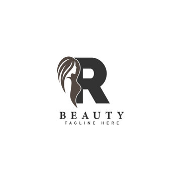 Letter R Beauty Salon Logo. Alphabet R Design Icon for Hair Salon