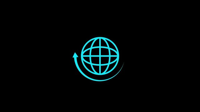 Animated globe model line icon. Earth satellite. Map of world. global spinning , Globe, planet, Earth icon animation.