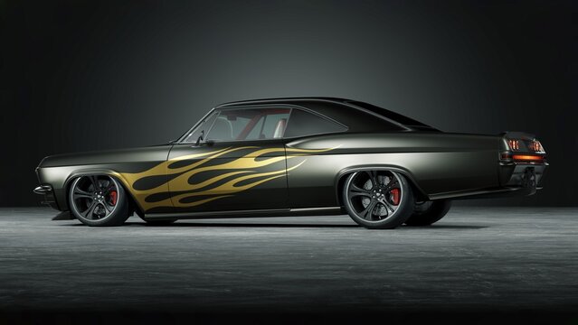 USA &ndash; May 2026: 3D render of customized 1965 Chevrolet Impala 1965 USA classic muscle car