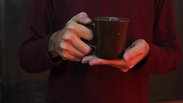 hands holding white mug with blank copy space scree for your advertising text message or promotional content, sweet coffee or tea