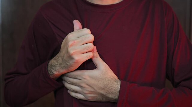 Heart failure in a man. Heart attack. Heart, pain, attack, infarction