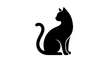 A Silhouette of Black cat silhouette, feline icon, animal shape, pet symbol isolated on Transparent Background EPS © SARA TABASSUM