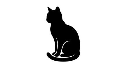 A Silhouette of Black cat silhouette, feline icon, pet symbol, vector illustration isolated on Transparent Background EPS © SARA TABASSUM