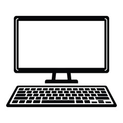 Fototapeta premium Minimalist computer monitor with keyboard flat illustration
