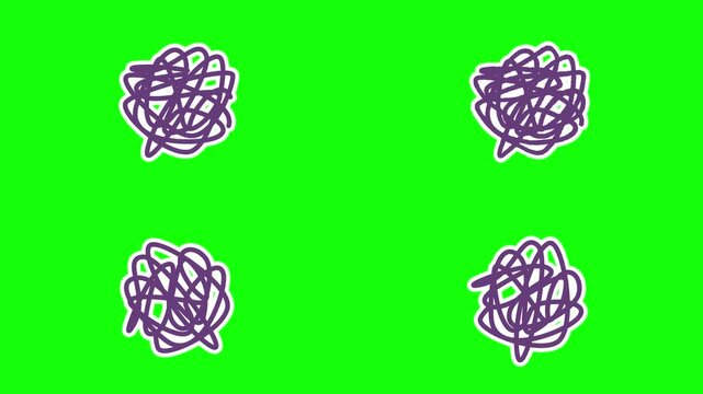 絡み合ったぐるぐる線で表現するネガティブなアニメーション素材セット／Tangled Scribble Line Animation Representing Stress, Frustration, and Other Negative Emotions