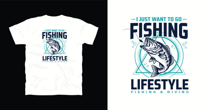 Fishing lifestyle graphic with bass fish and triangle geometric frame for sports apparel.