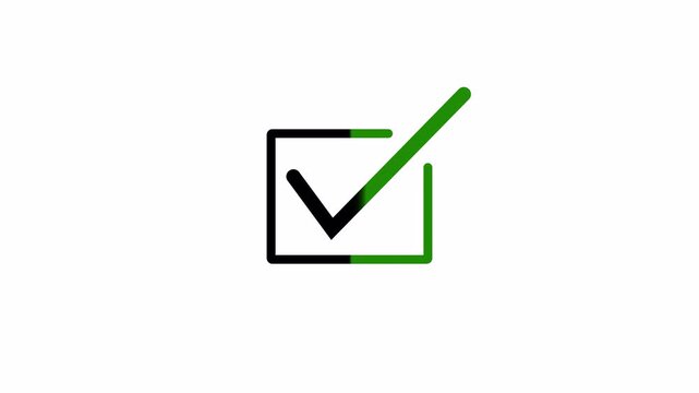 Animated Check Mark Icon on Transparent Background, Verification and Approval Interface Motion Graphic, 4K channel 