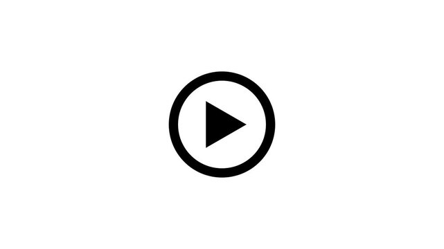 play icon, video play icon for website and mobile design animation on white background. glowing play button animation. Press to play. On black background .4k quality animation video.