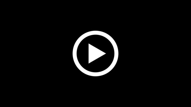 play icon, video play icon for website and mobile design animation on black background. glowing play button animation. Press to play. On black background .4k quality animation video.