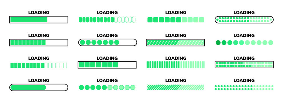 Loading icon, Load bar set, Upload and Loading bar, loading bar set on white background, loading, bar, progress, download, icon, design