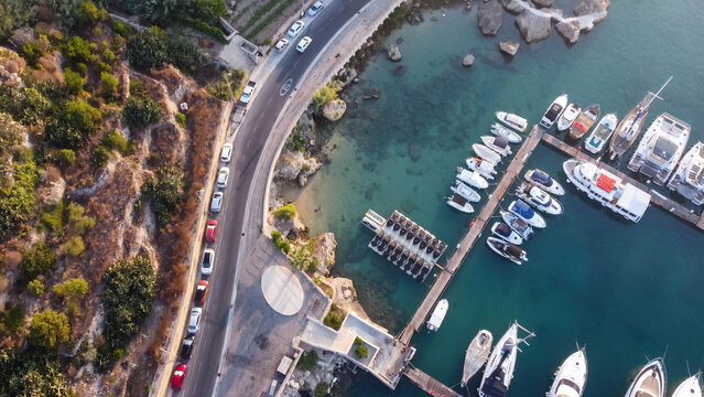 Mgarr, Gozo, Malta - 01.07.2026 - Drone view of Mgarr harbor in Gozo Island, Malta.