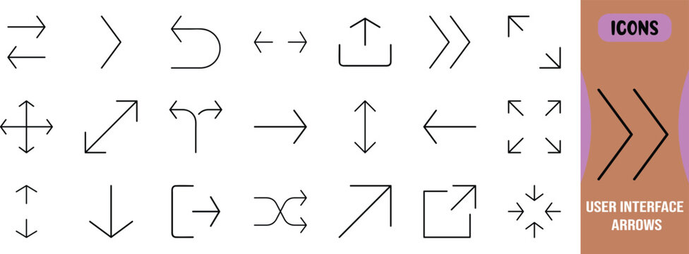 Basic arrows user interface icons. arrow icon set, upload icon set, fullscreen icon set