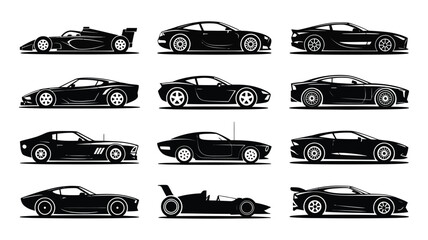 car vector set sports racing silhouettes side profiles © AIcon Star
